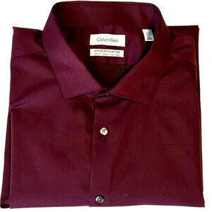 Calvin Klein Men’s Burgundy Dress Shirt. 18.5, 34-35, 2XL. New without tags